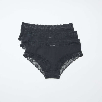 3-Pack Fine Ribbed Shorties BLACK